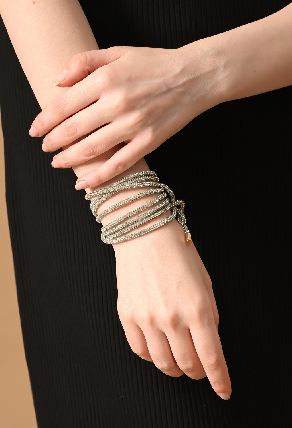 Multi-purpose Rhinestone Cord Belt (Silver)
