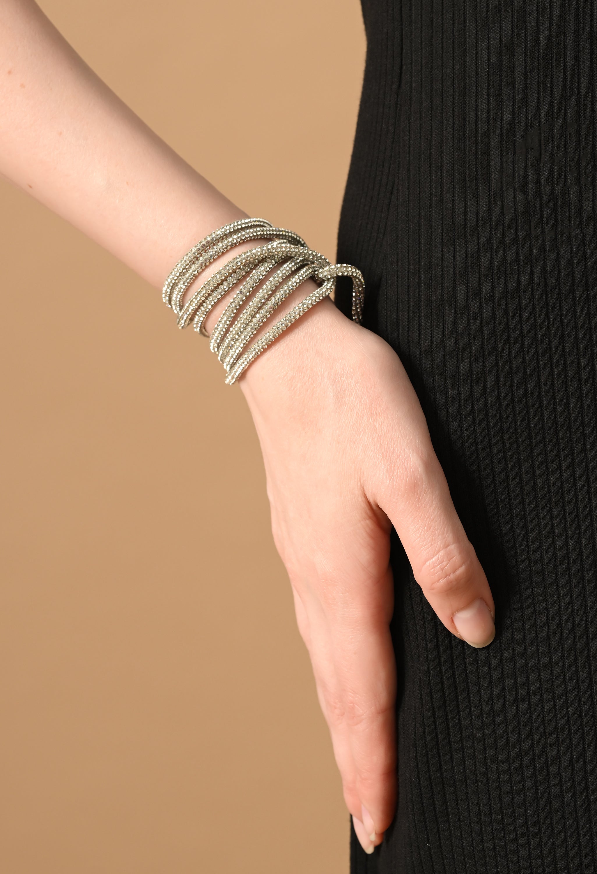 Multi-purpose Rhinestone Cord Belt (Silver)