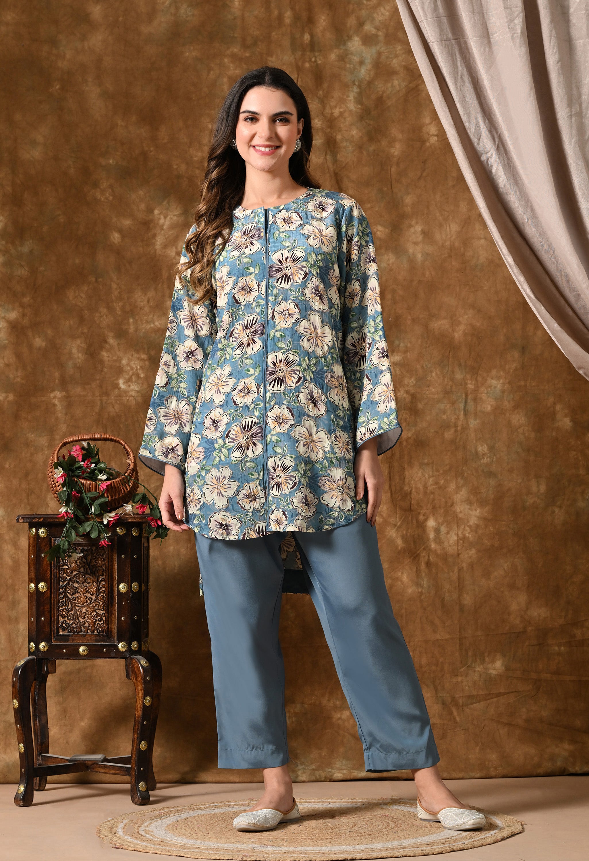 Multi-Color Co-Ord set (Floral Powder Blue)