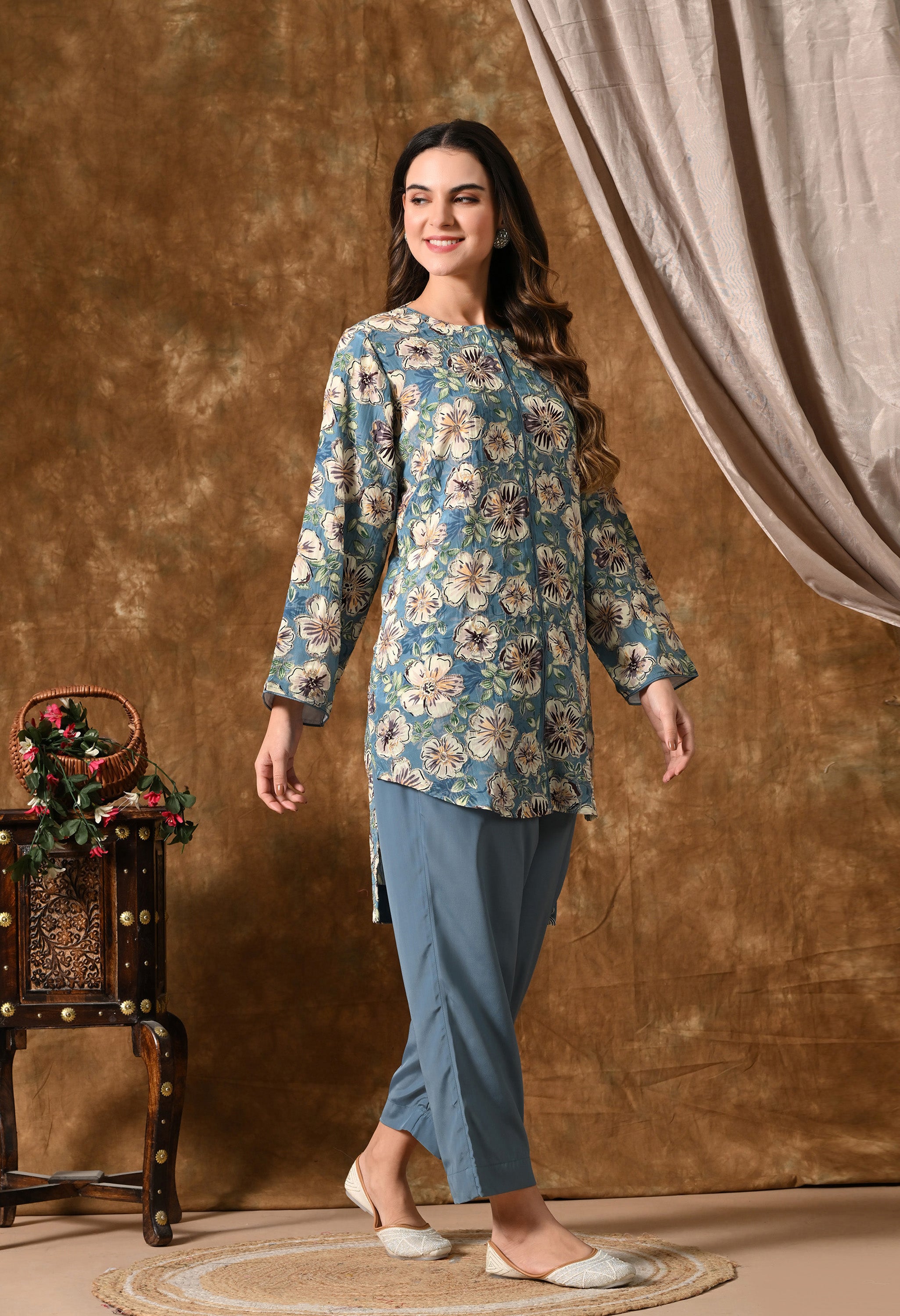 Multi-Color Co-Ord set (Floral Powder Blue)
