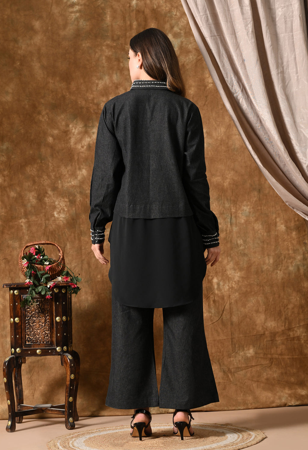 Denim Co-Ord Set (Charcoal Black)