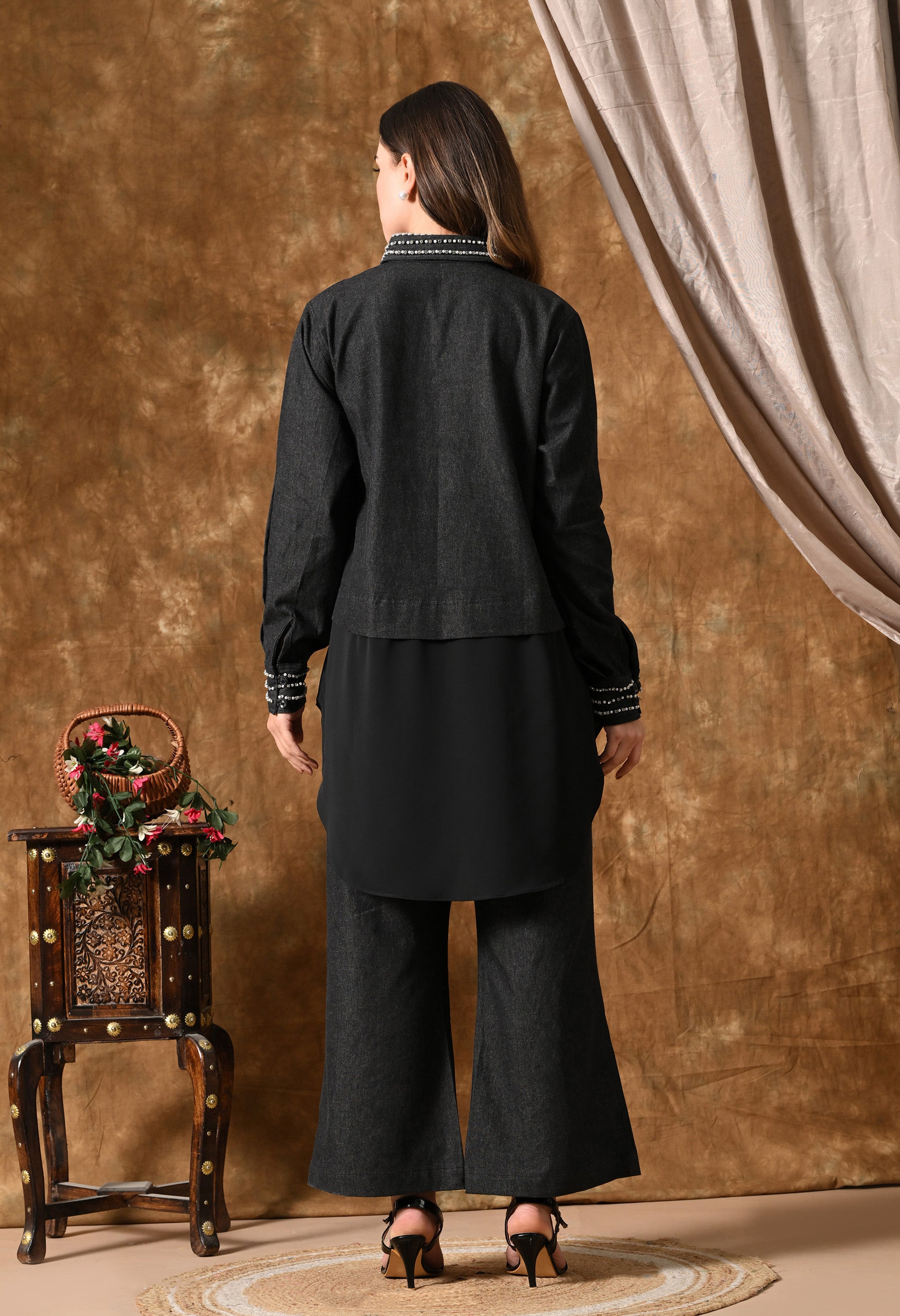 Denim Co-Ord Set (Charcoal Black)
