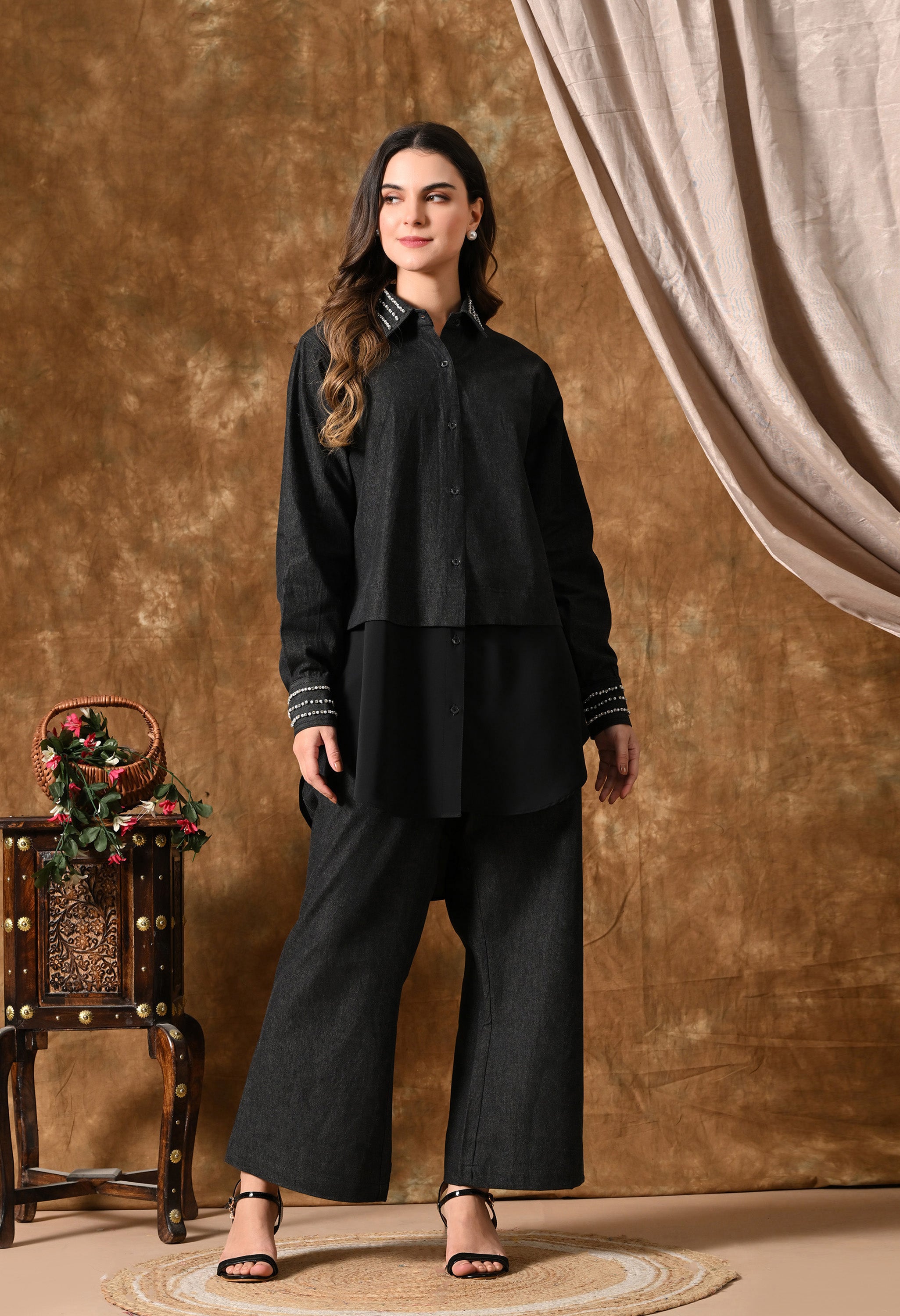 Denim Co-Ord Set (Charcoal Black)