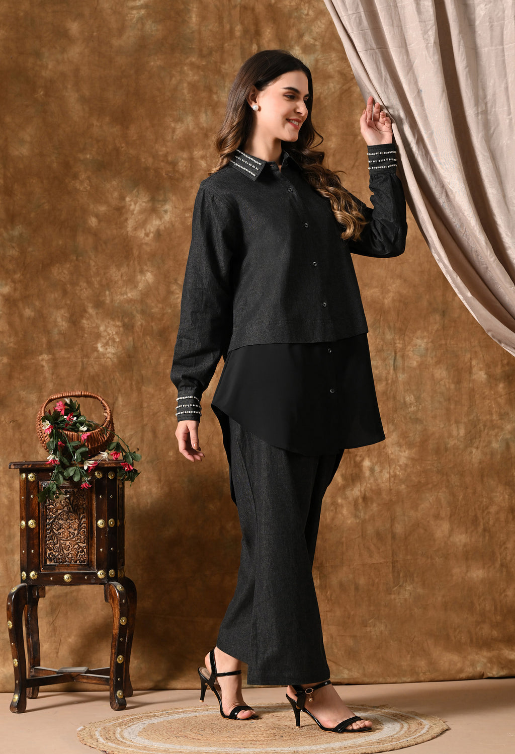 Denim Co-Ord Set (Charcoal Black)