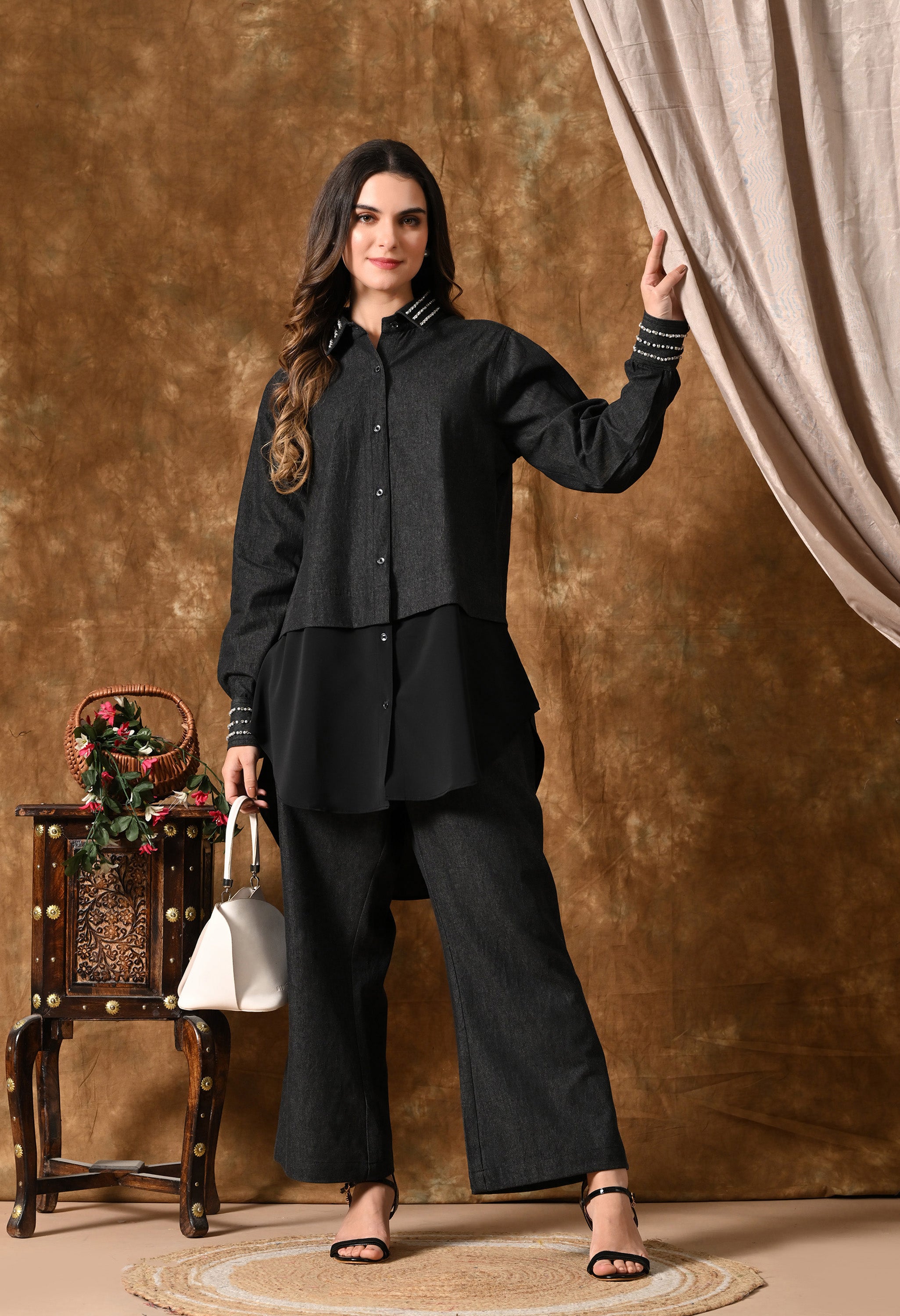 Denim Co-Ord Set (Charcoal Black)