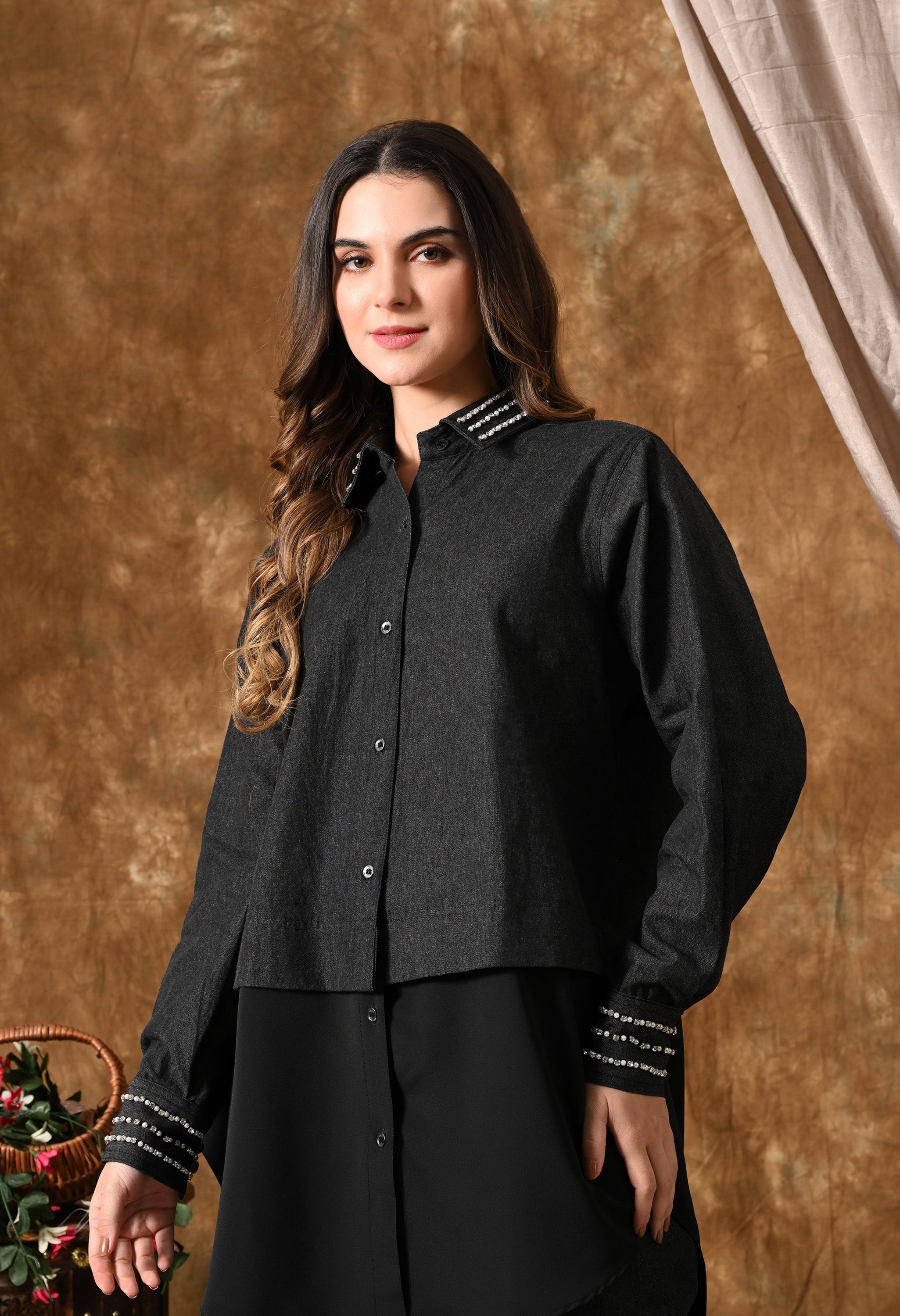 Denim Co-Ord Set (Charcoal Black)