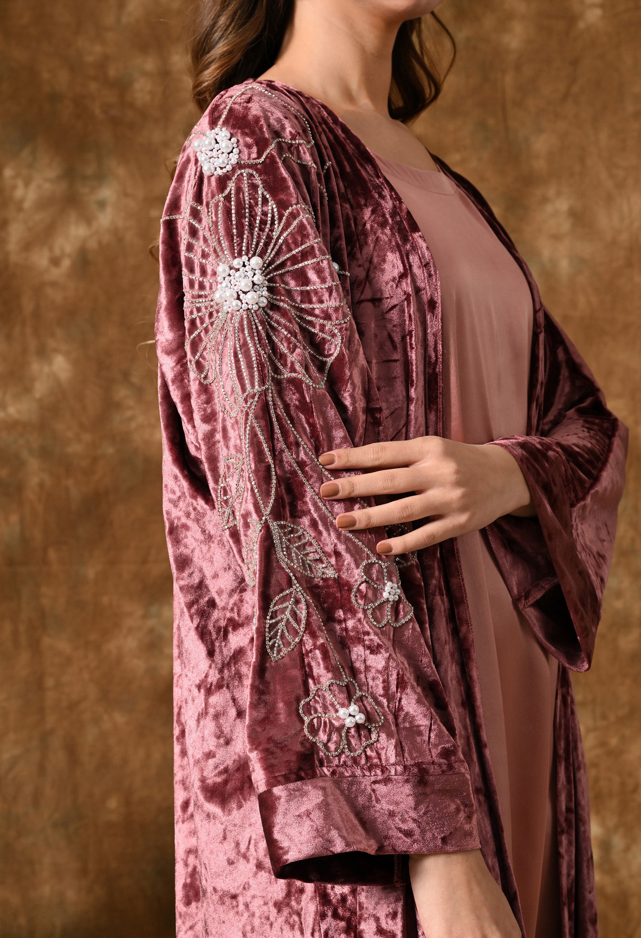 Ice Velvet Jacket Abaya