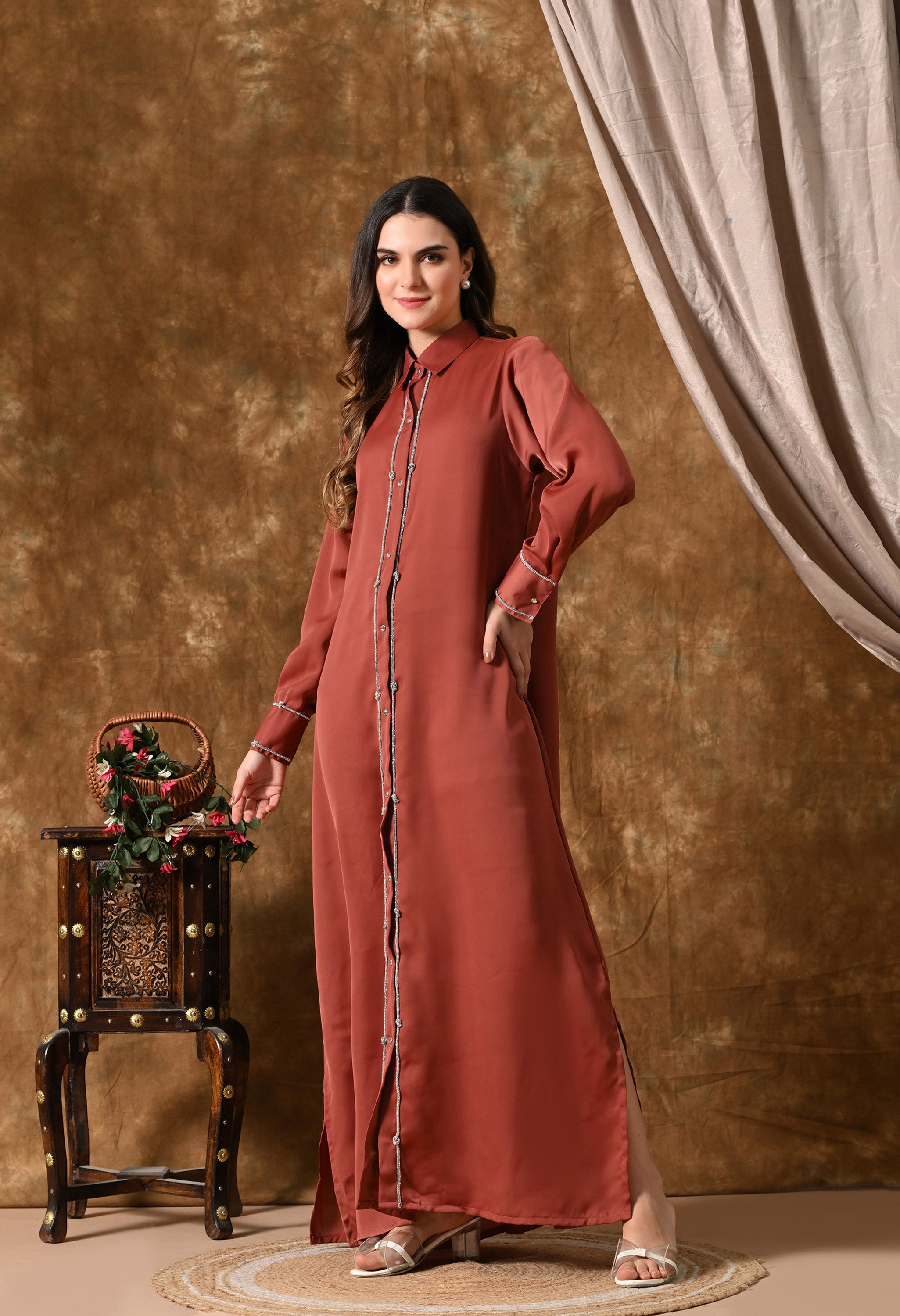 Farida Maxi Dress (Rust)