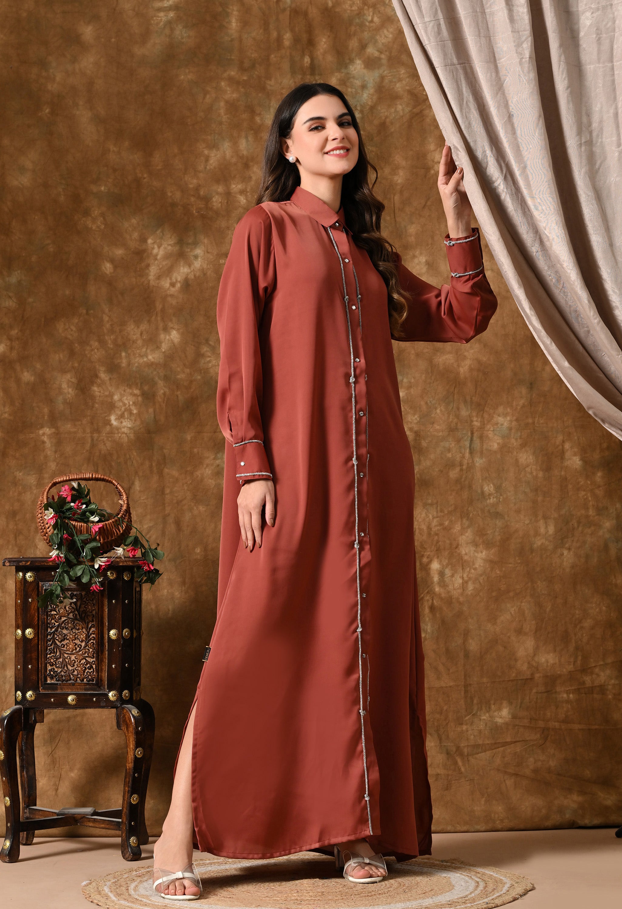 Farida Maxi Dress (Rust)