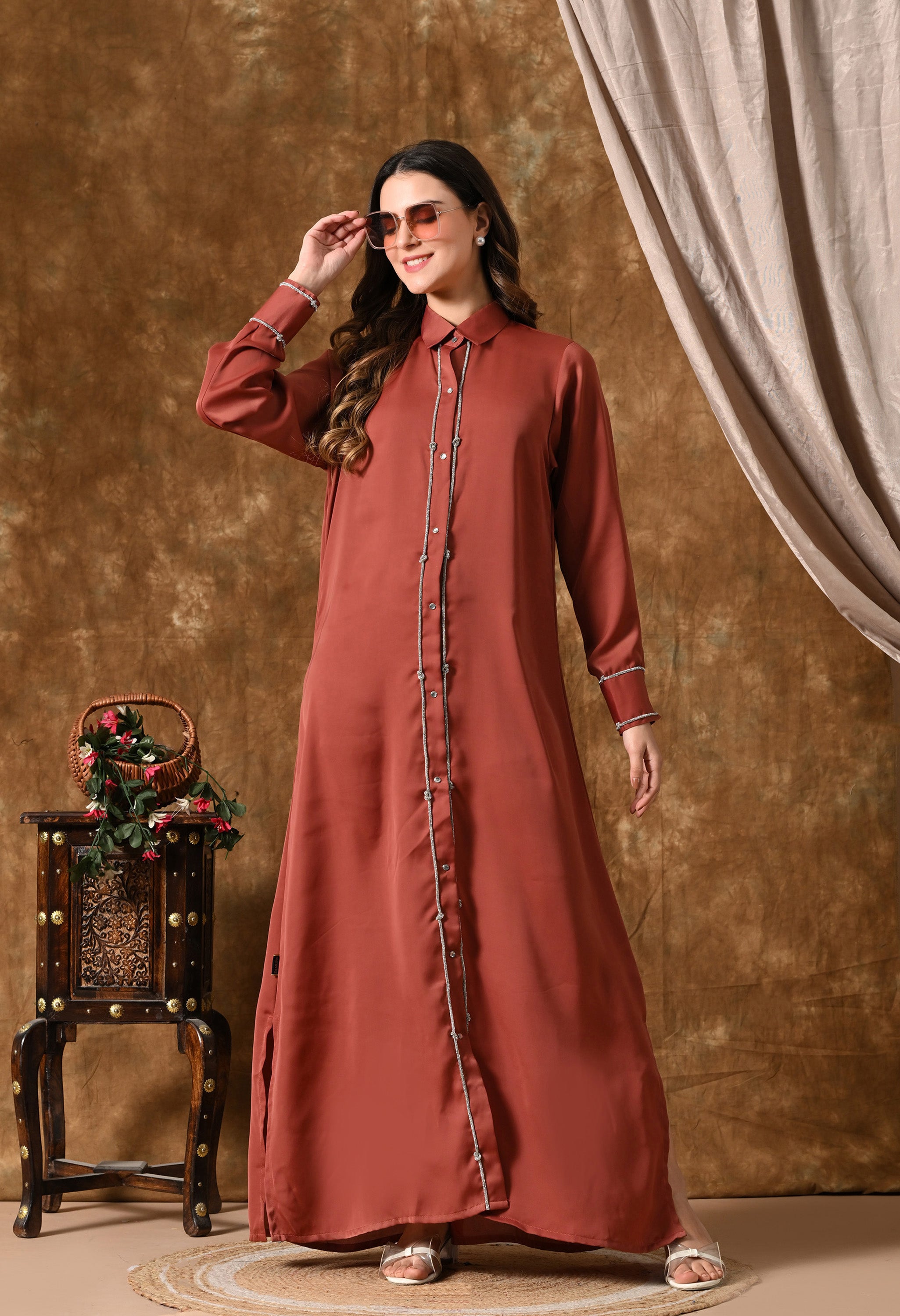 Farida Maxi Dress (Rust)
