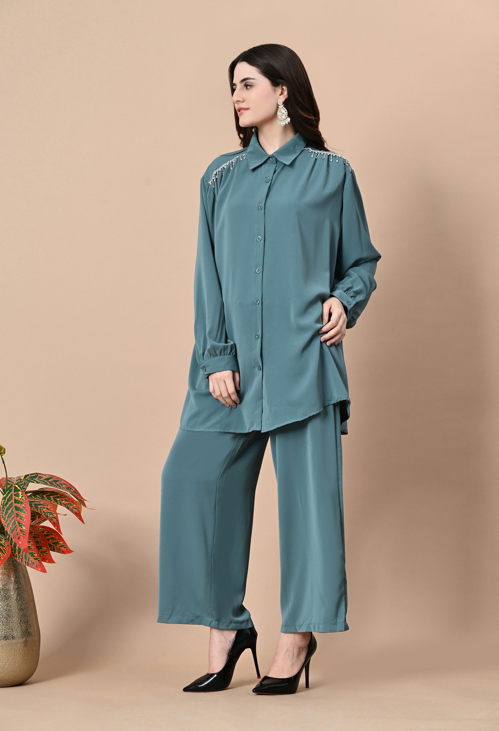 Crystal Rain Co-Ord Set (Teal)