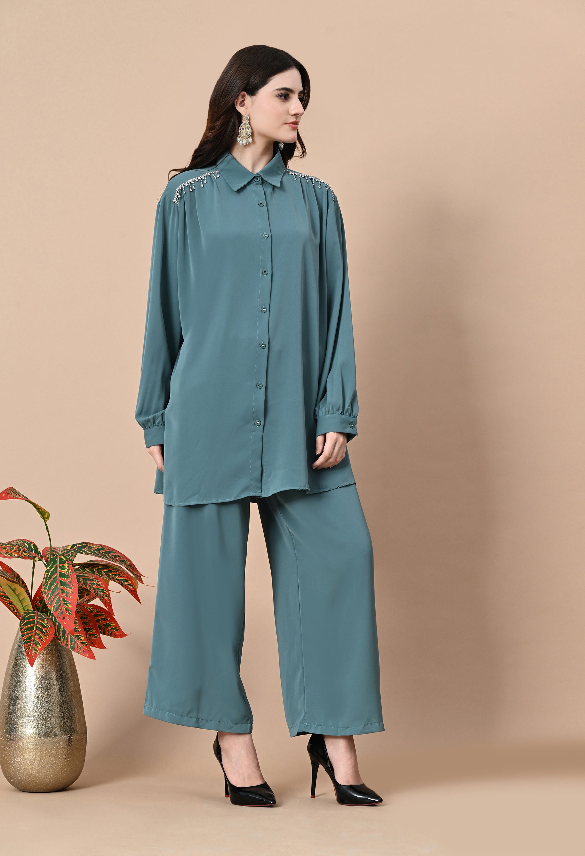 Crystal Rain Co-Ord Set (Teal)