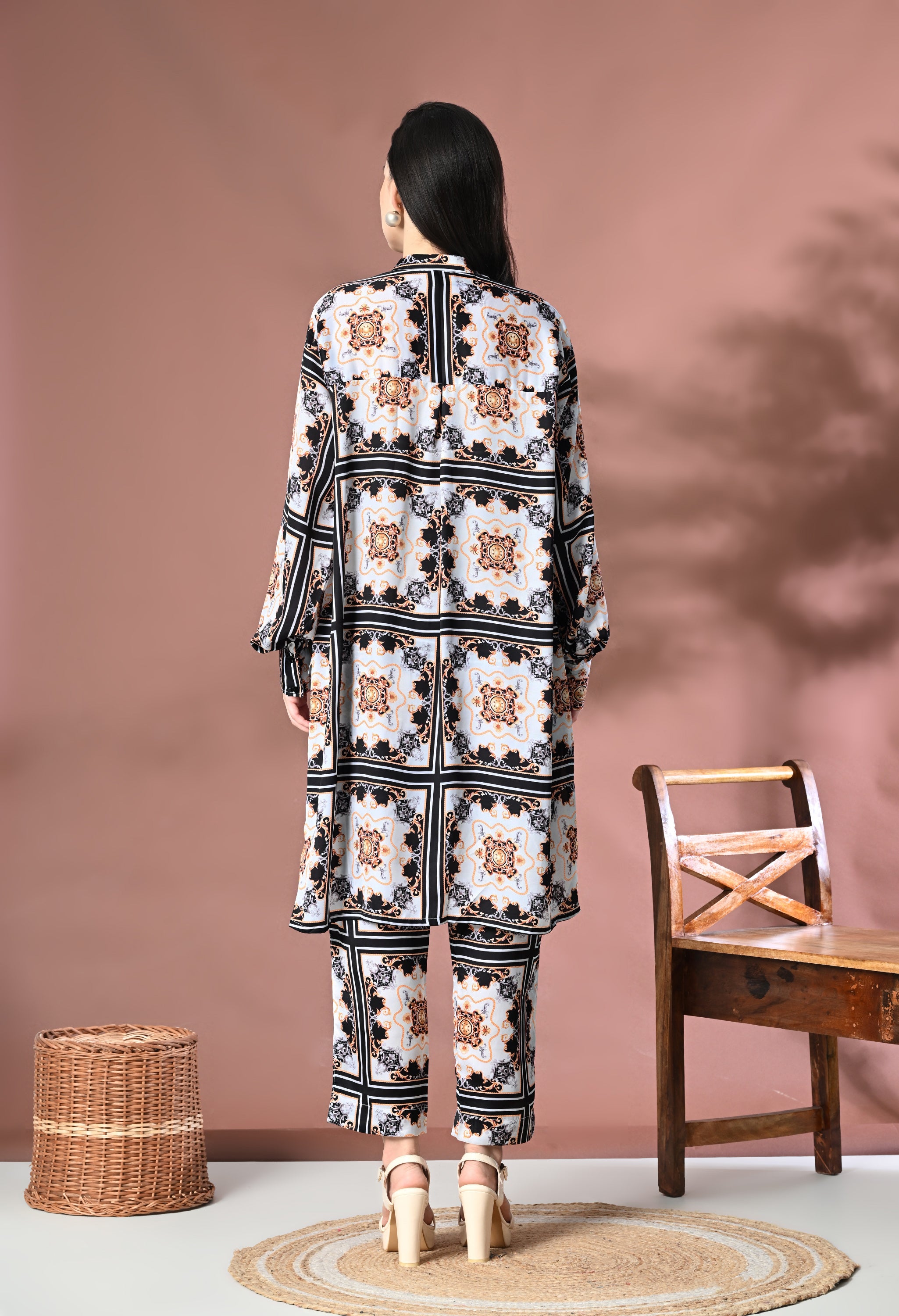 Printed Satin Silk Co-Ord Set