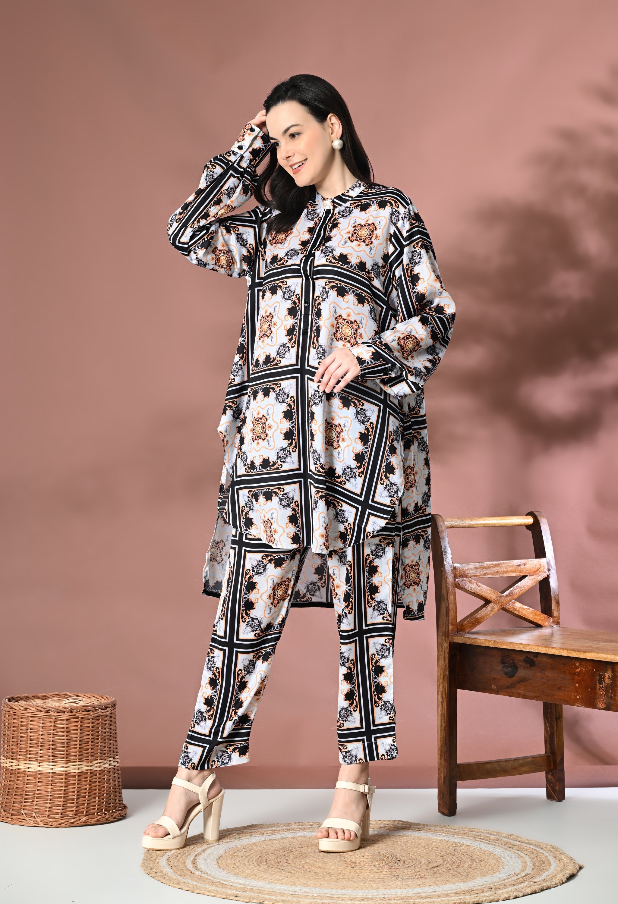 Printed Satin Silk Co-Ord Set