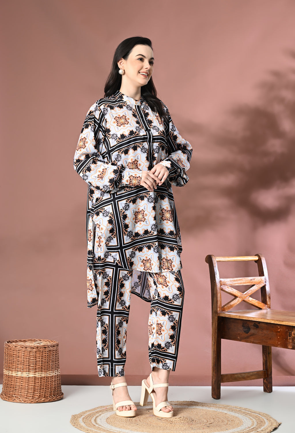 Printed Satin Silk Co-Ord Set