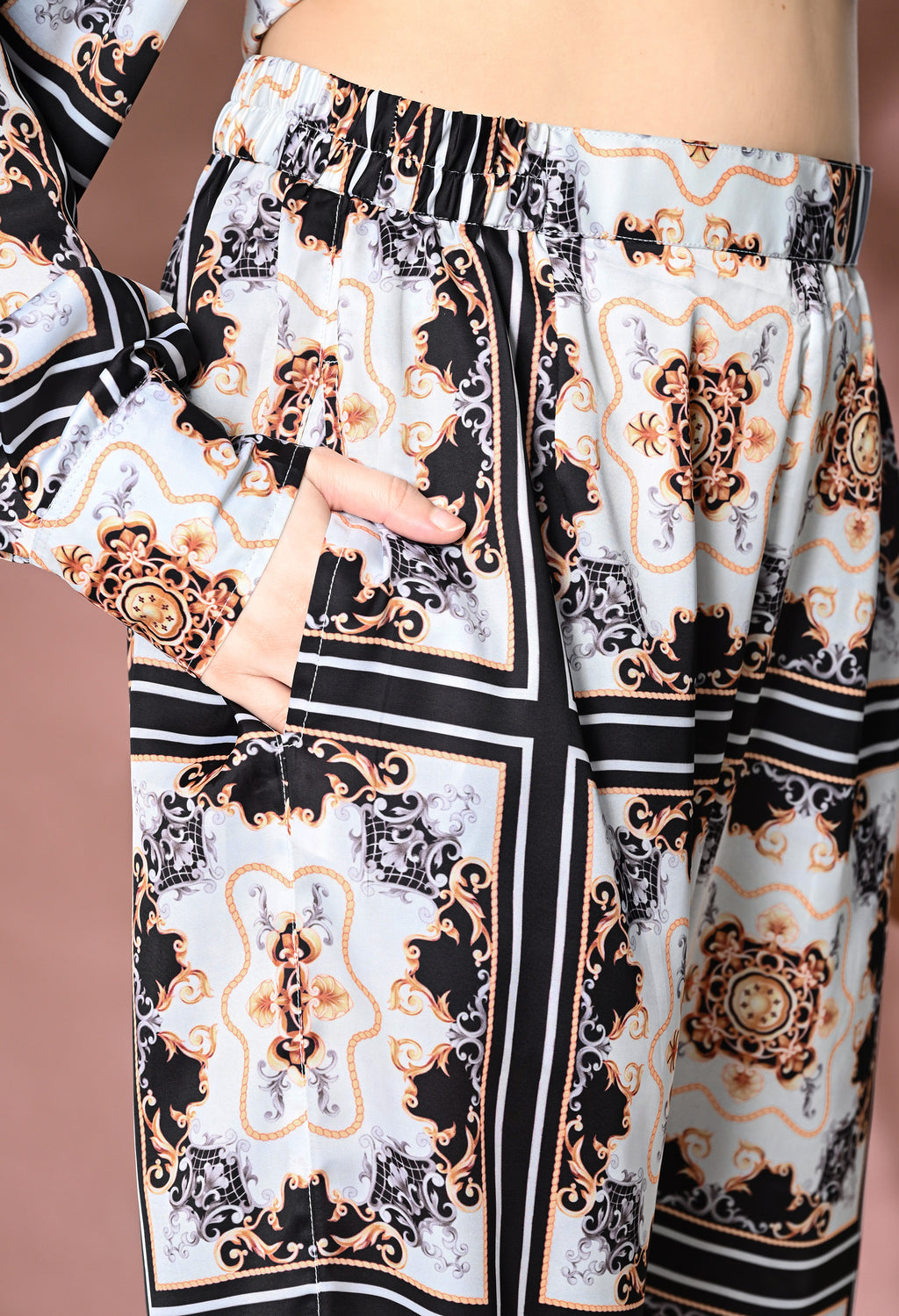 Printed Satin Silk Co-Ord Set