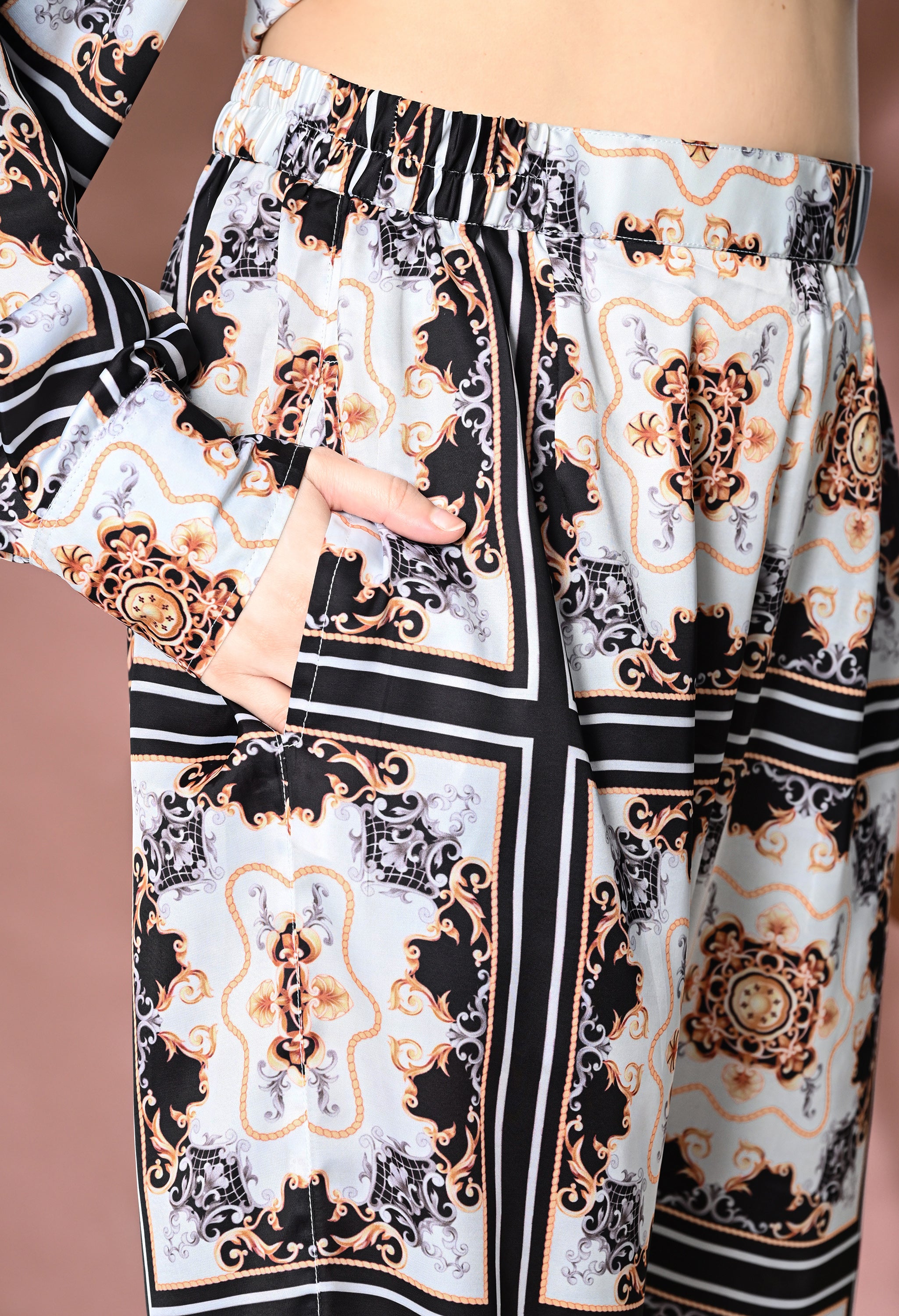 Printed Satin Silk Co-Ord Set