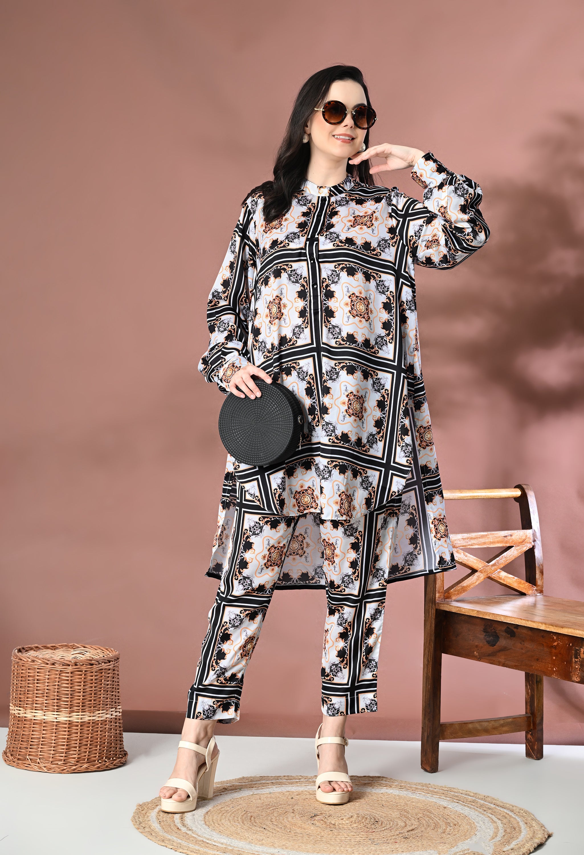 Printed Satin Silk Co-Ord Set