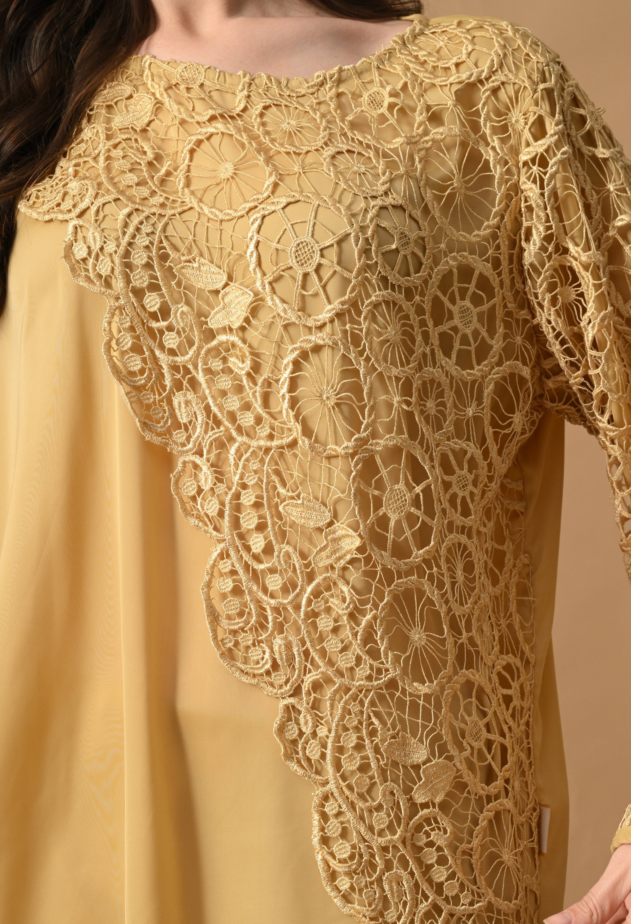 Lace Work Co-Ord Set (Beige)