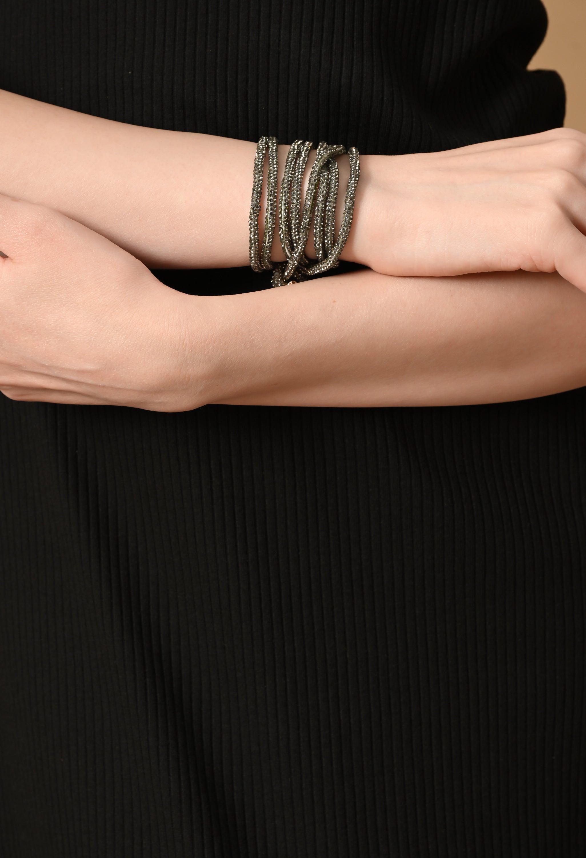Multi-purpose Rhinestone Cord Belt (Gray)
