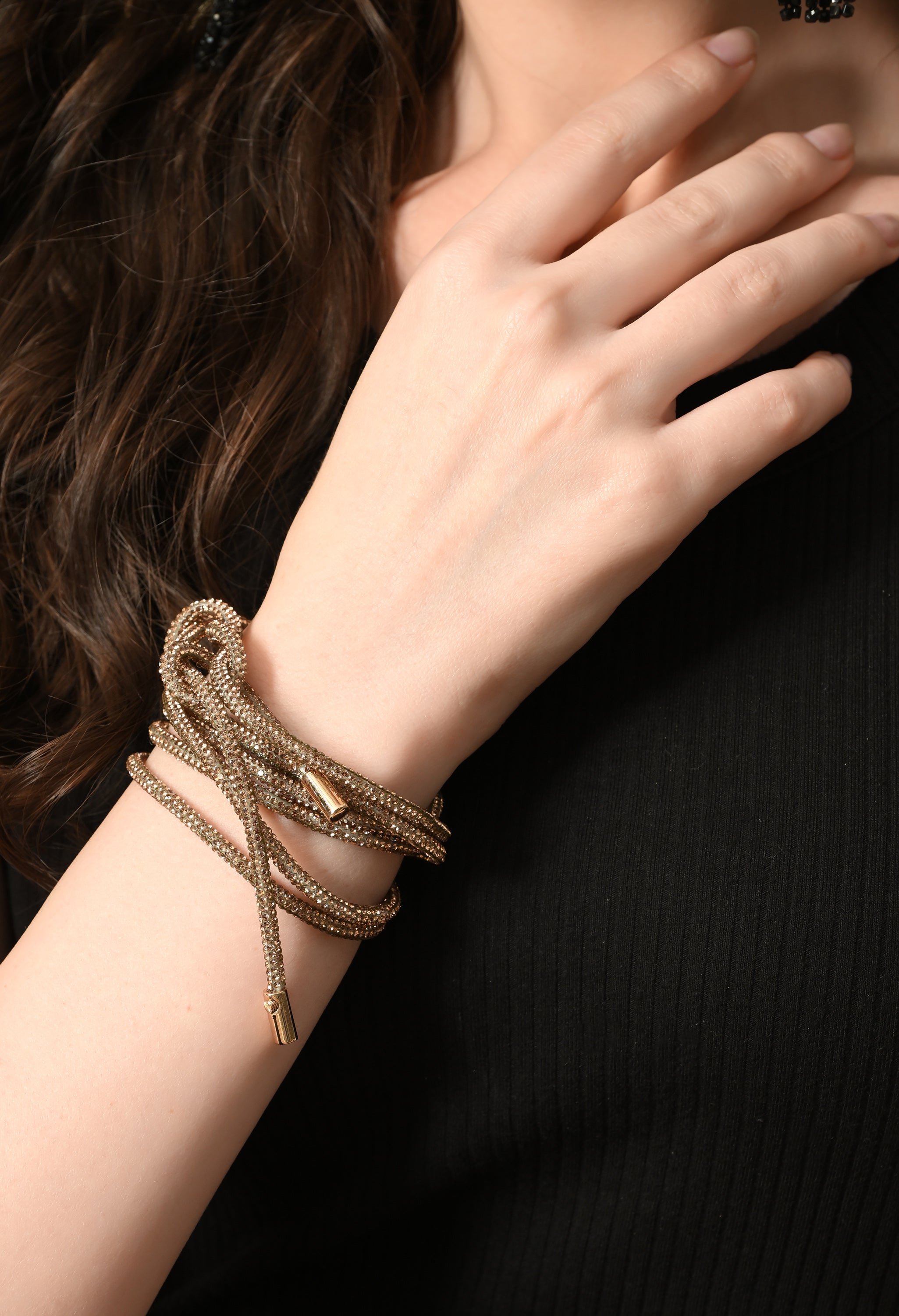 Multi-purpose Rhinestone Cord Belt (Golden)